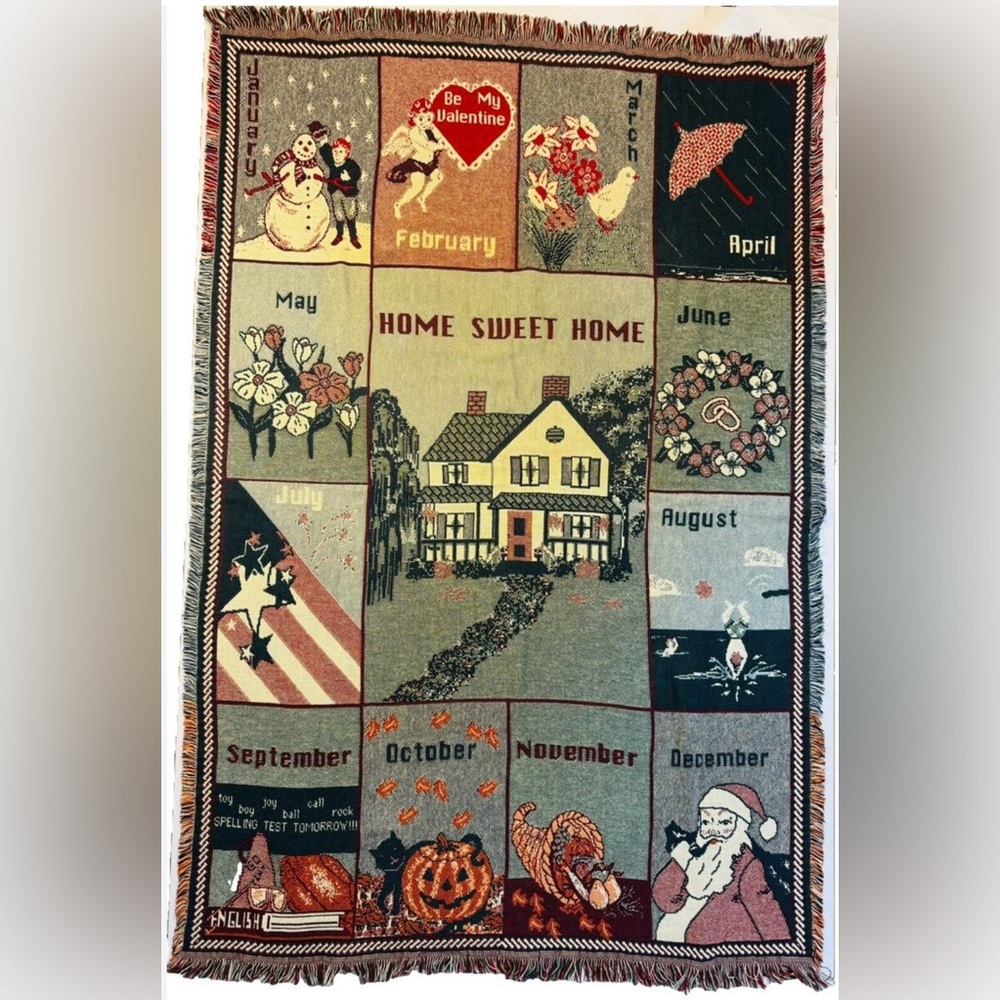 Vintage Home sweet home monthly throw‎ 45x60